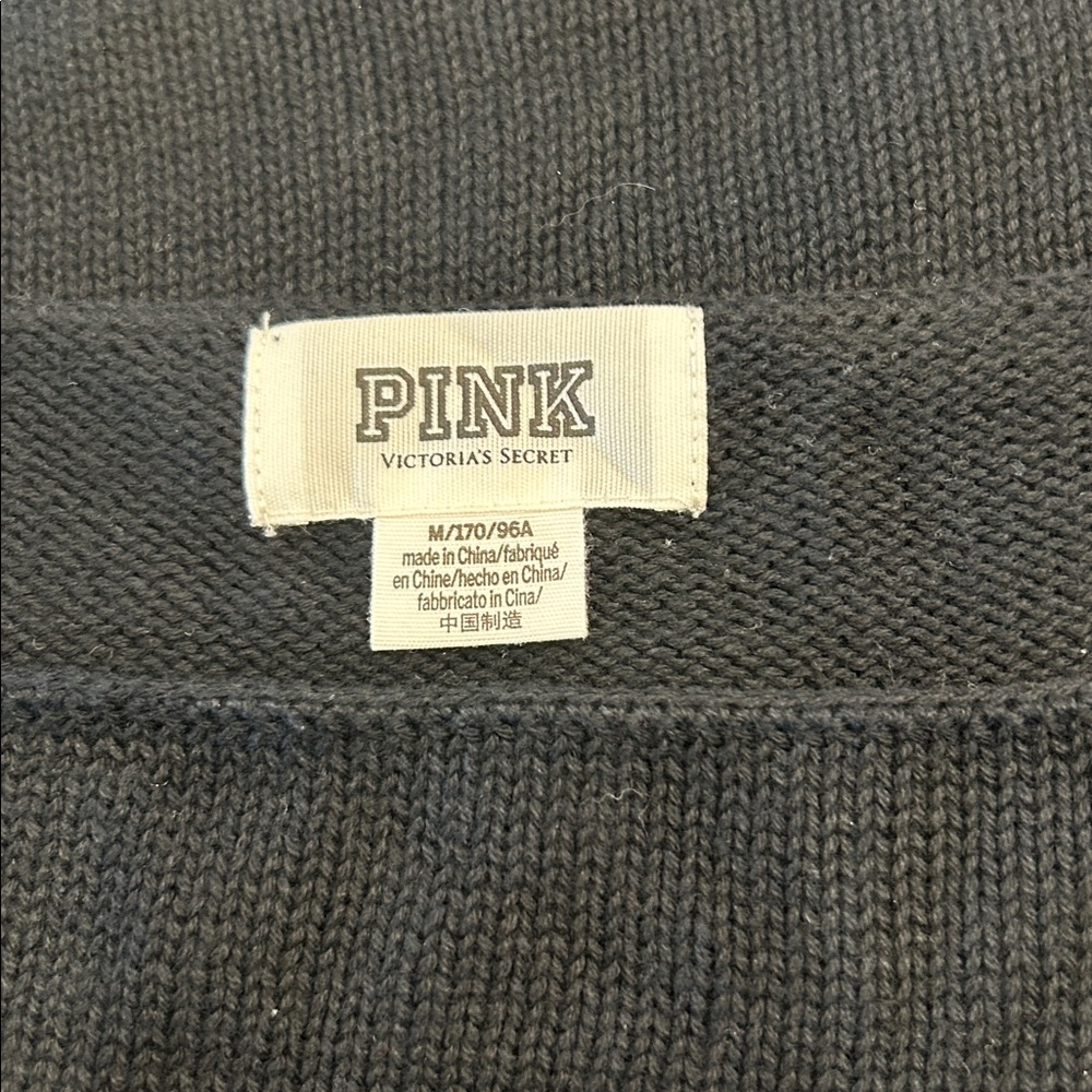 PINK Cropped Oversized Boxy Fit Black Sweater with Stars, Size Medium - Picture 3 of 5